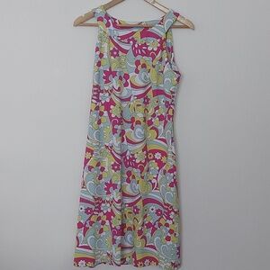 J Mclaughlin Edie Catalina Cloth Dress Halter Neck Psychedelic Print Size Medium